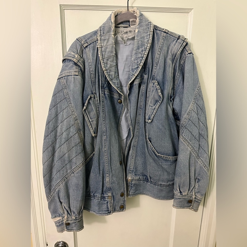 Vintage zippered sleeves denim jacket